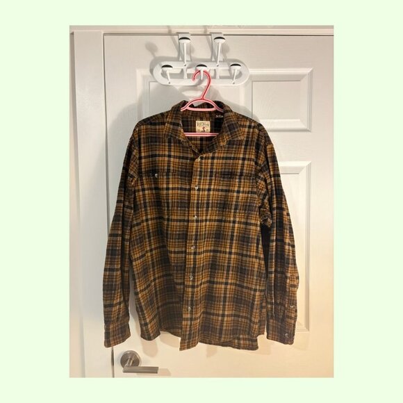 RedHead Plaid Flannel Shirt, Mustard/Brown/Grey, Size XL, 100% Cotton - Picture 2 of 3
